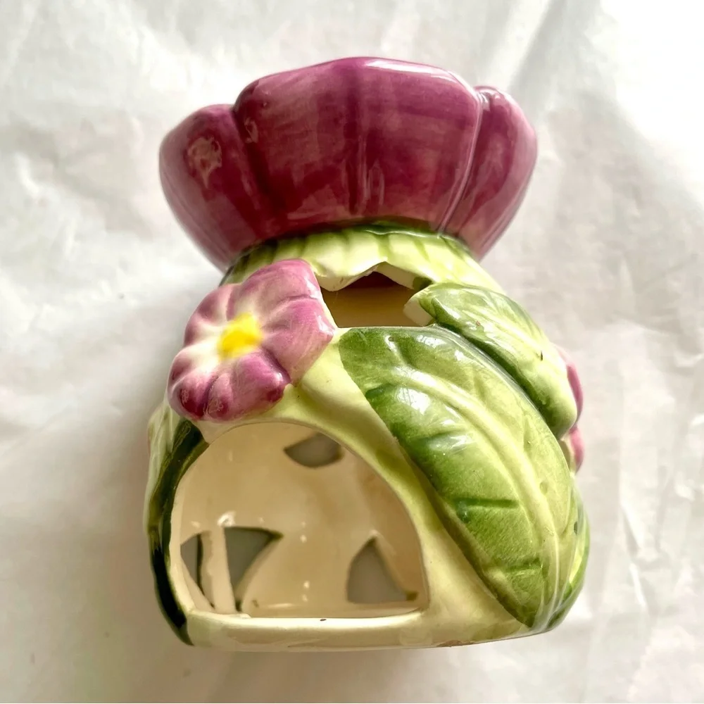 Pretty Floral Vase Candle Tea Light Holder 5”